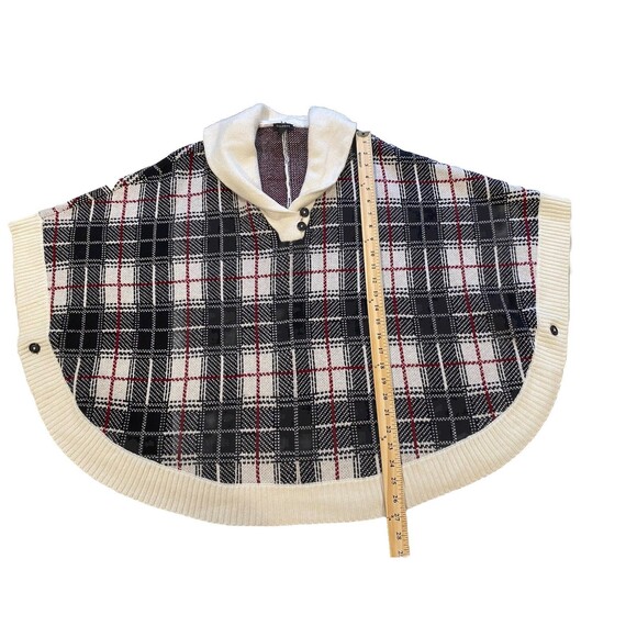 Talbots Poncho Sweater Womens Large Plaid Cape Knit Academia Travel Quiet Luxury - Picture 4 of 6